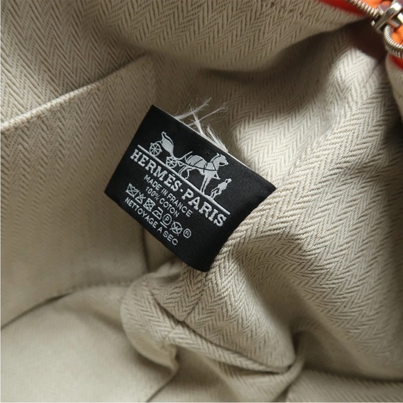 Hermes Orange Canvas Pouch with Red Embroidery - Picture 10 of 13